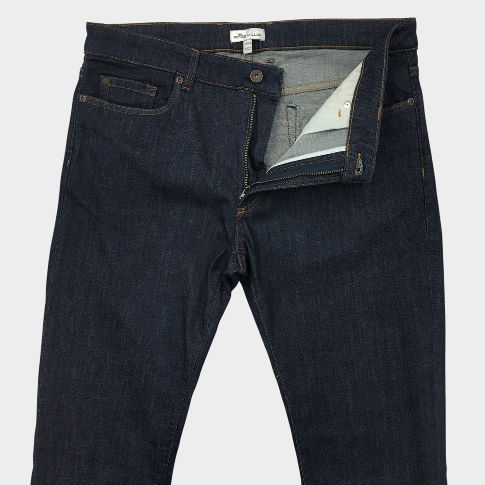 Peter Millar Mens Dark Wash Blue Denim Straight Leg Jeans 35x34